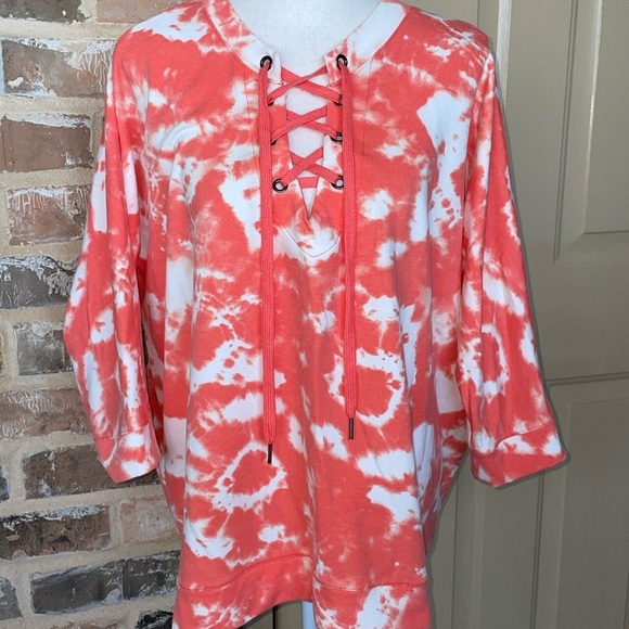 French Laundry Sweatshirt Project Plus Size Lace Front Sweatshirt 3/4 Sleeve 2X - Picture 11 of 11